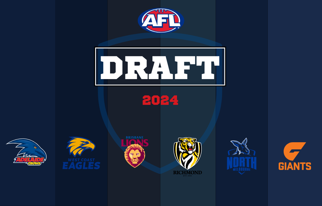 AFL Draft showing different teams logos